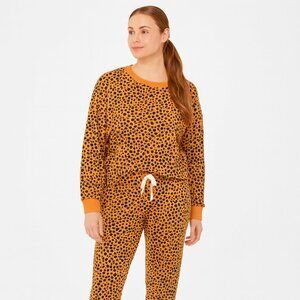 NWT Honeydew Star Seeker Sleep Lounge Pajama Set Medium 2 Piece Brown Cheetah